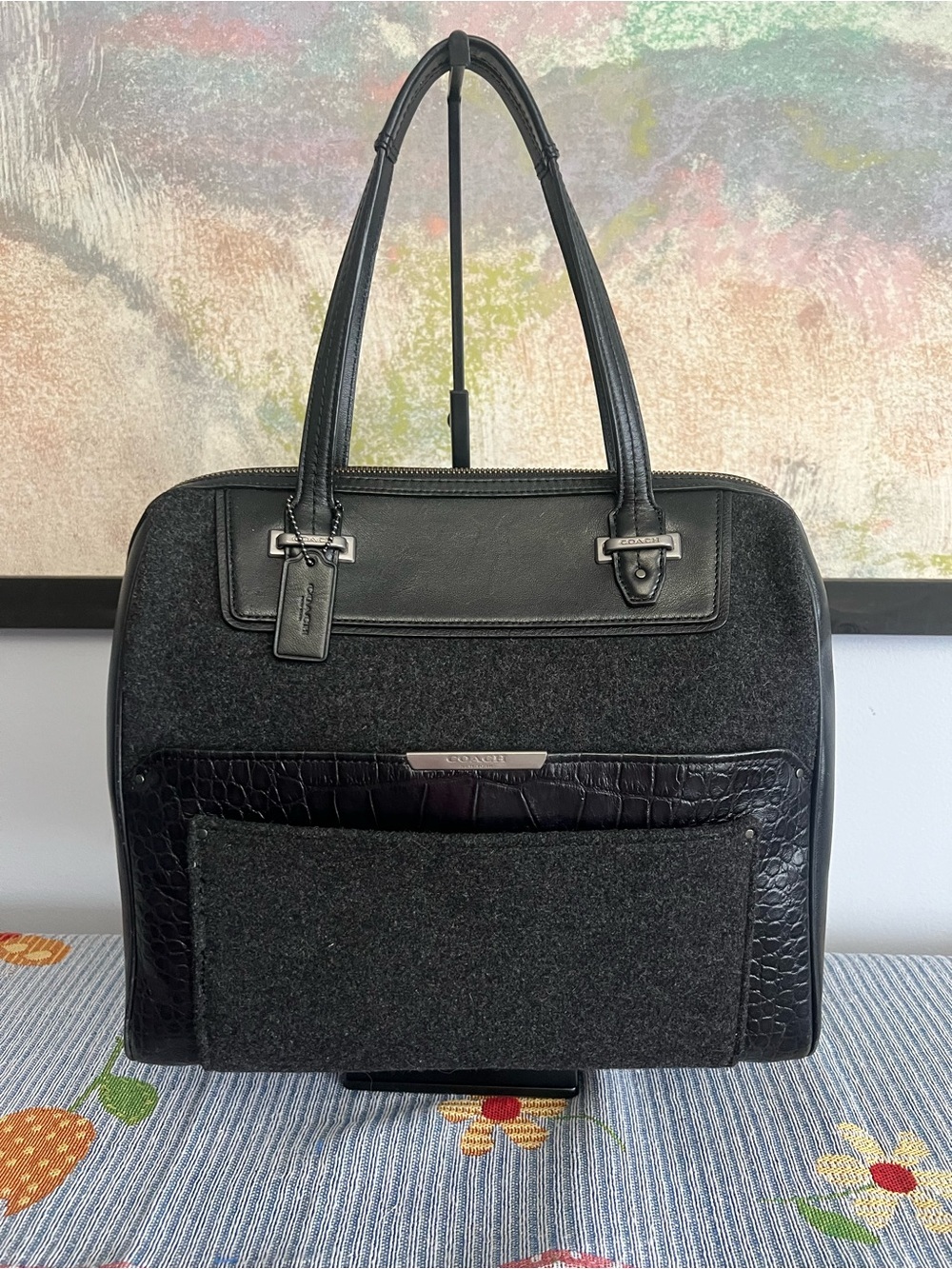 Coach 2014 Taylor Wool/Croc Bowler Satchel.